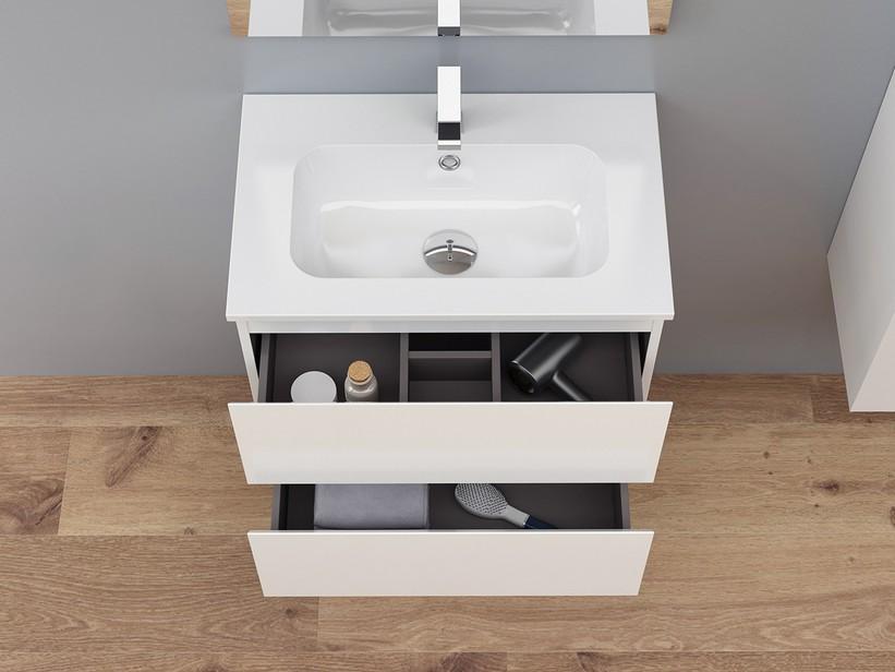 MAREA Waschbeckenunterbau Br.60xTi.38 cm mit 2 Schubladen Weiß glänzend | IperCeramica