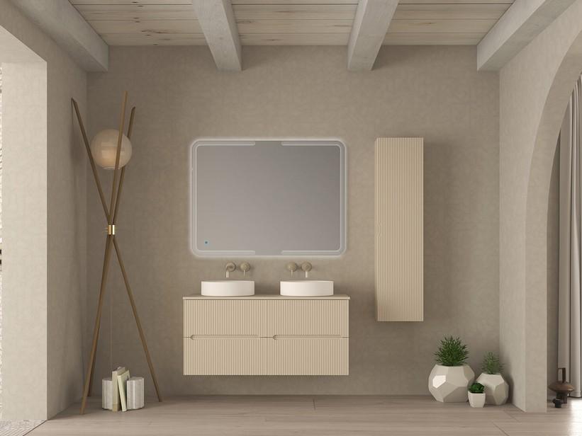 Badezimmermöbel FARO 120 cm, weiß, Baumwolle, mit Aufsatz für Aufsatzwaschbecken | IperCeramica