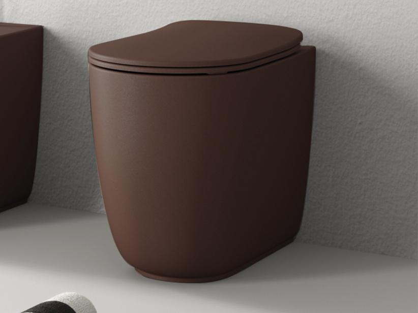 STAND-WC NOLITA RIMLESS WANDBÜNDIG VERSETZTER ABFLUSS BURGUNDERROT MATT | IperCeramica