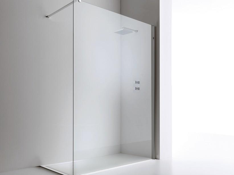 Walk-in-Dusche Plano 120 cm H 200 Erw 116/118 Glasstärke 8 mm Transparent Chrom | IperCeramica