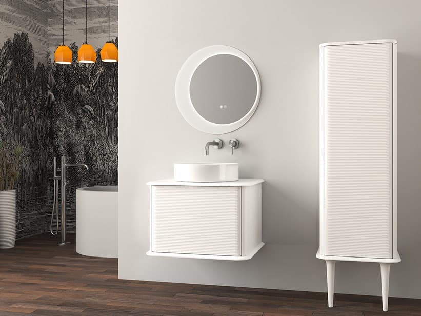 Hängebadmöbel ATLAS L64 cm mit 1 Schublade und Platte - Ausführung Weiß matt | IperCeramica