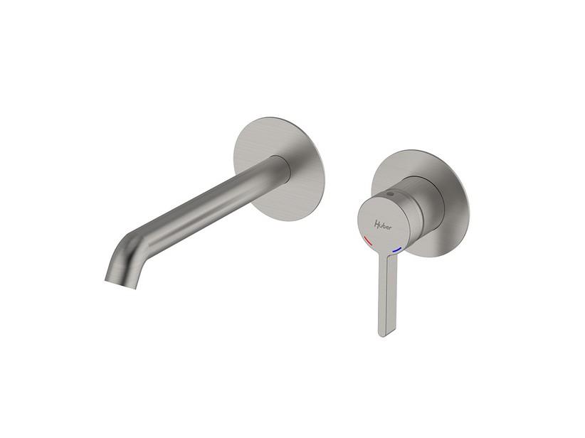 Waschtischarmatur an der Wand mit Einbaukörper Easy-Box Eolo Einhebel Nickel gebürstet | IperCeramica