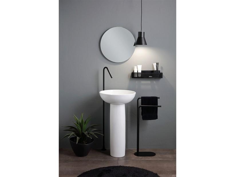 Waschbecken mit Säule LE CIOTOLE Ø50xH88 cm aus glänzender weißer Keramik | IperCeramica