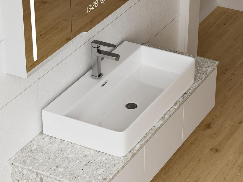Aufsatzwaschbecken Serio 80x42xH13 cm aus Keramik Weiß glänzend | IperCeramica