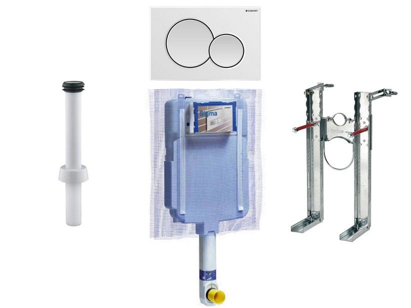 GEBERIT® Einbauspülkasten SIGMA8 mit 2-Tasten-Betätigungsplatte Weiß für Wand-WC mit Spülrand | IperCeramica