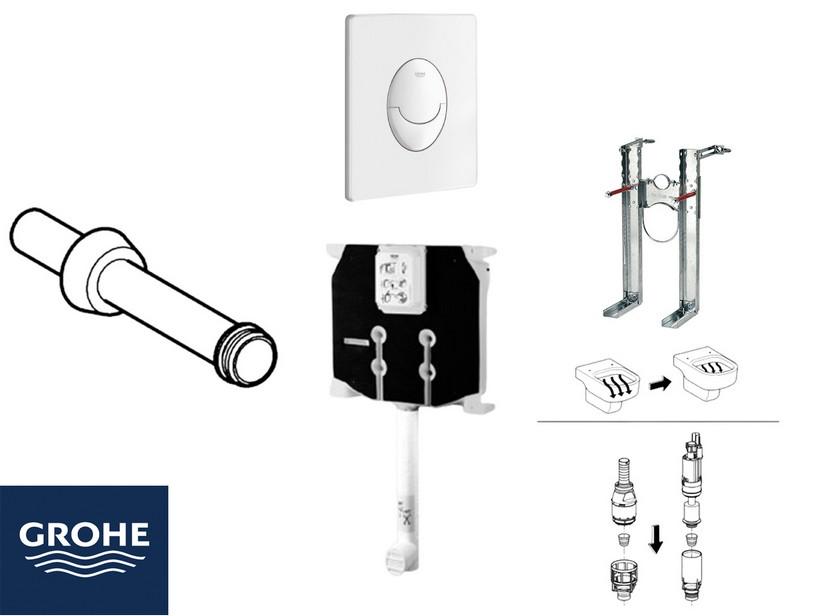 GROHE® Einbauspülkasten 8 cm stark mit 2-Tasten-Betätigungsplatte START Weiß für Wand-WC Spülrandlos | IperCeramica