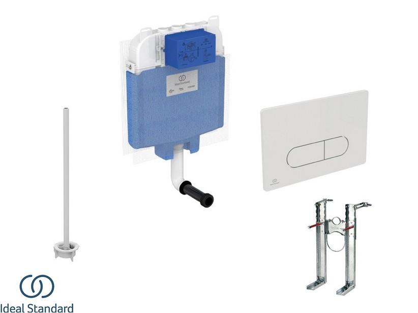 IDEAL STANDARD® Einbauspülkasten 8 cm stark mit 2-Tasten-Betätigungsplatte OLEAS Weiß für Wand-WC Spülrandlos | IperCeramica