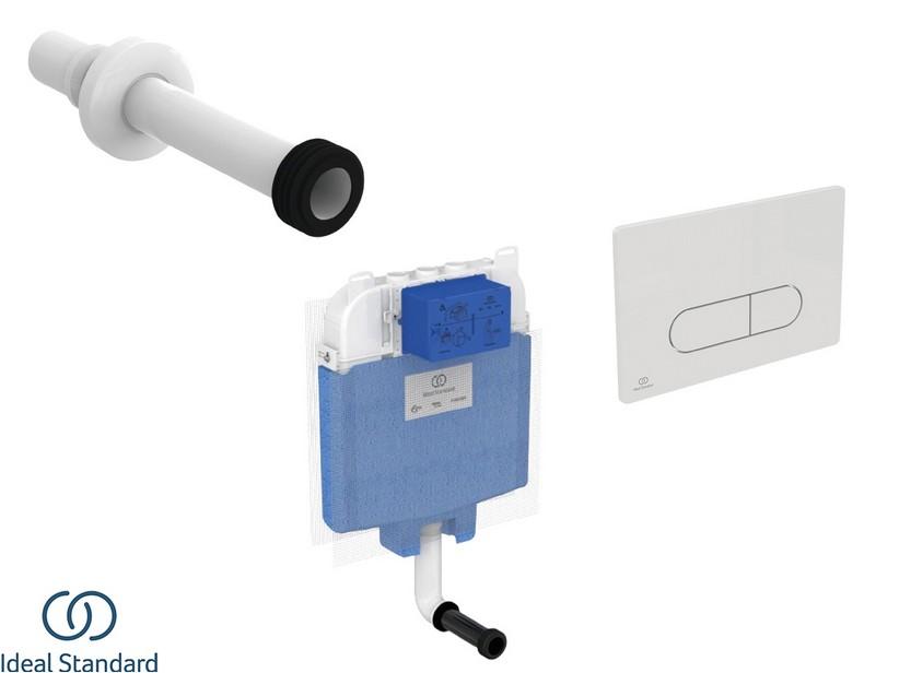 IDEAL STANDARD® Einbauspülkasten 8 cm stark mit 2-Tasten-Betätigungsplatte OLEAS Weiß für Abgesetzte Stand-WC mit Spülrand | IperCeramica