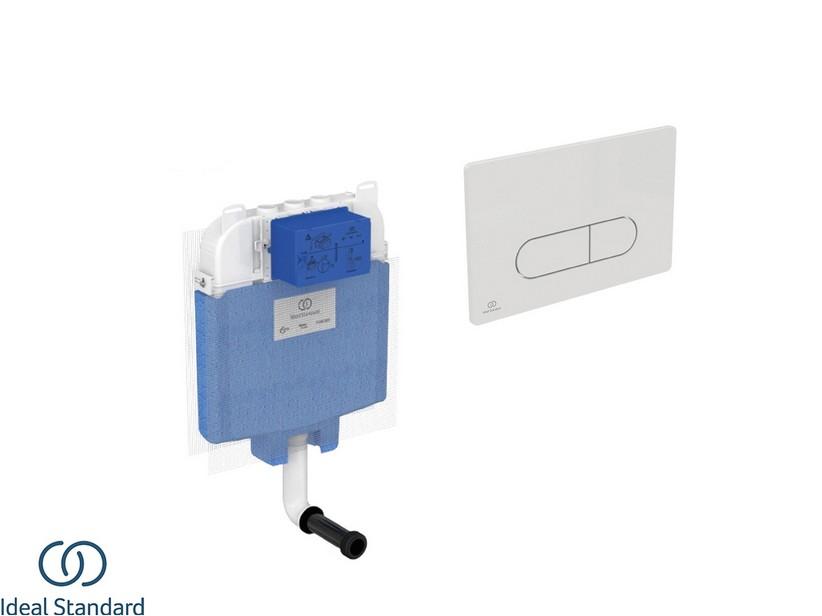 IDEAL STANDARD® Einbauspülkasten 8 cm stark mit 2-Tasten-Betätigungsplatte OLEAS Weiß für Stand-WC mit Spülrand | IperCeramica