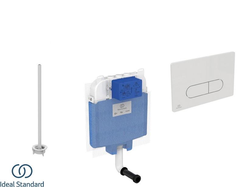 IDEAL STANDARD® Einbauspülkasten 8 cm stark mit 2-Tasten-Betätigungsplatte OLEAS Weiß für Stand-WC Spülrandlos | IperCeramica
