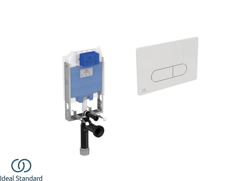 IDEAL STANDARD® Einbauspülkasten Modul 8 cm stark mit 2-Tasten-Betätigungsplatte OLEAS Weiß für Wand-WC mit Spülrand | IperCeramica