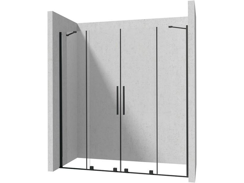 Duschkabine Prizma 2 Schiebetüren 230 cm H195 Erw 88/90-138/140 6 mm Glas Transparent Profile Schwarz Matt | IperCeramica