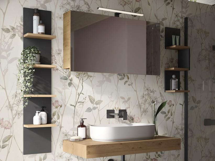 OXYGEN Spiegelschrank 90x17 H51 Eiche Knoten | IperCeramica