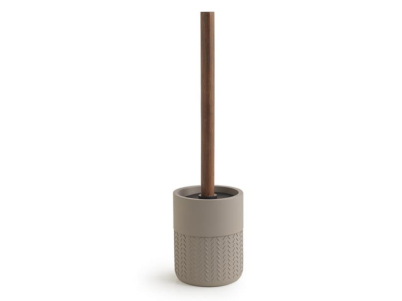 Wc-Bürstenhalter Lya Grau/Naturholz dunkel Bambus | IperCeramica