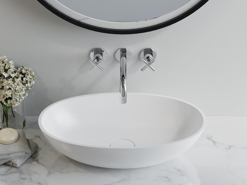 Aufsatzwaschbecken Brema 60x35 H15 cm Harz Weiß Matt | IperCeramica