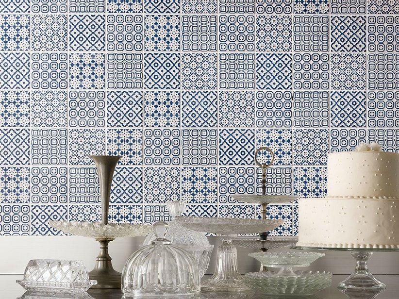Wandfliese Batik Dekor Cobalto 10X10 Patchwork Blau | IperCeramica
