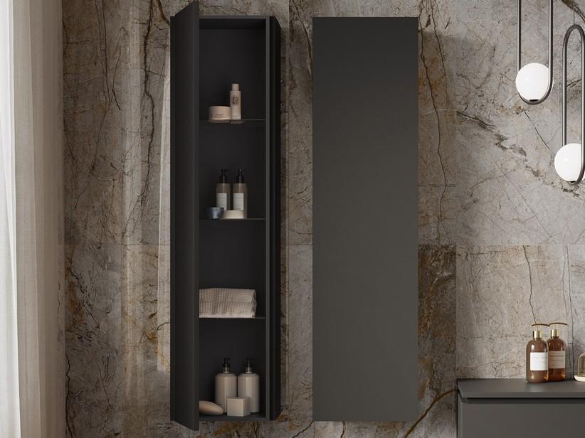 Hochschrank TOUCH B36xT25xH138cm mit 1 Tür Soft-Close, Phoenix Schwarz Matt | IperCeramica