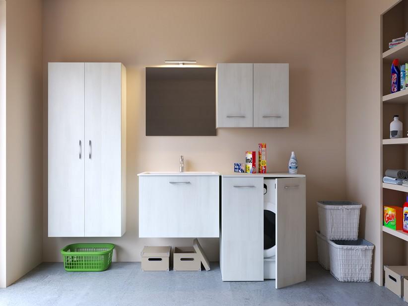 Waschküchenmöbel BONK 73 cm 1 Schublade mit Keramikwaschbecken – Matrixweiß | IperCeramica