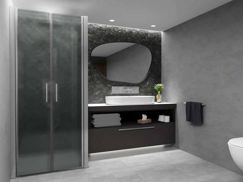Duschkabine Xeno 80x80 H200 Erw 75/78-75,5/79,5 cm Saloontür und fester Teil Kristallglas Satiniert und Profile Chrom | IperCeramica