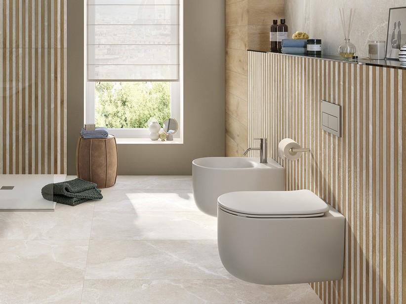 Mosaik Cardiff White Stick Mix 20x120 Feinsteinzeug Schiefersteinoptik Weiß | IperCeramica