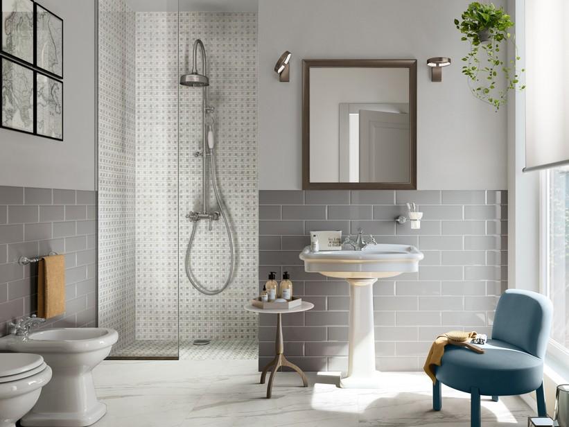 Mosaik aus Marmor Damier Taupe 30,5X30,5 Grau-Weiss | IperCeramica