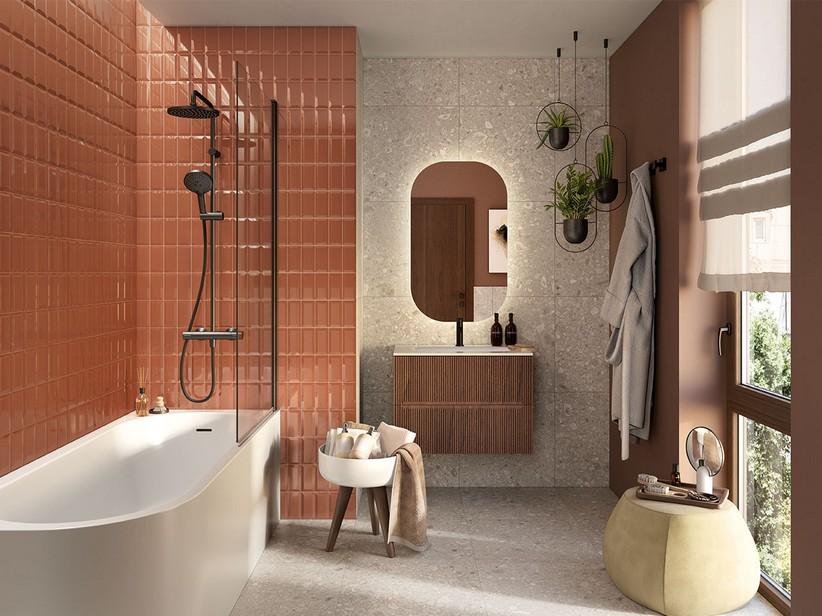 Fliese Diamante Terracotta 7,5x15 Ziegelrot Diamanteffekt | IperCeramica