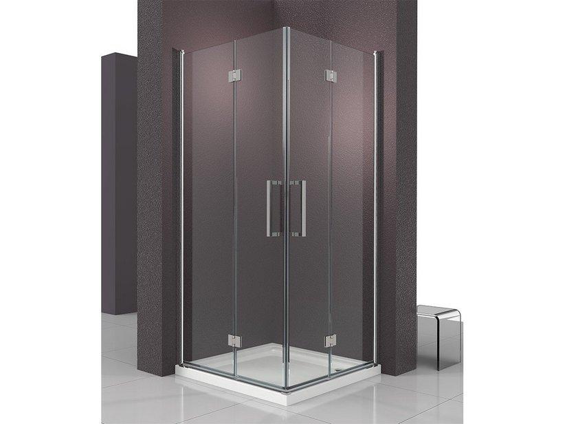 ECKDUSCHKABINE FANTASY2 80x80 H192 Erw 78,5/80,5 cm SCHWINGFALTTÜREN GLASSTÄRKE 6 mm TRANSPARENT CHROM | IperCeramica
