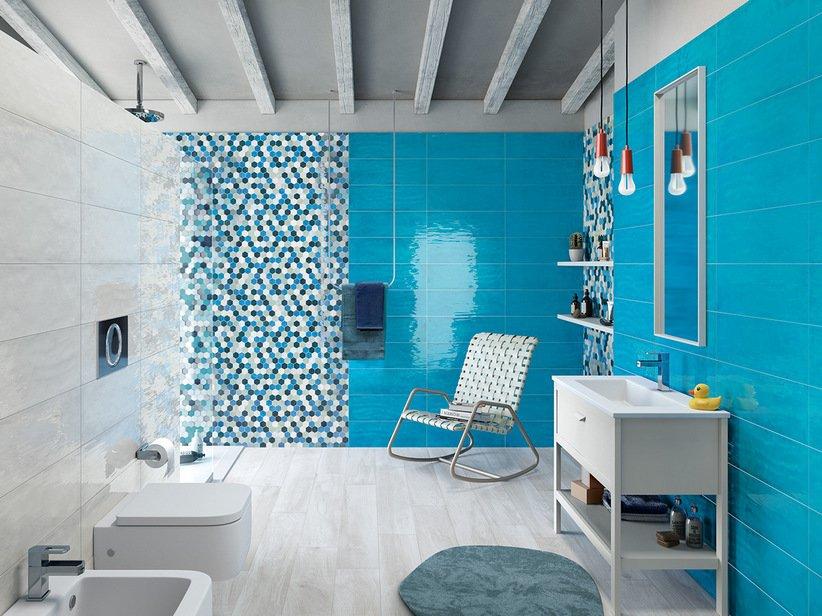 Wandfliese Intinta Acquamarina 20x60 glänzend Türkisblau | IperCeramica