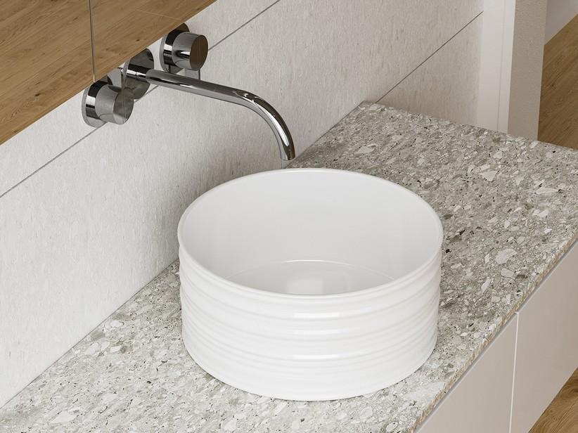 Aufsatzwaschbecken Bormida Ø40xH18 cm aus Keramik Weiß glänzend | IperCeramica