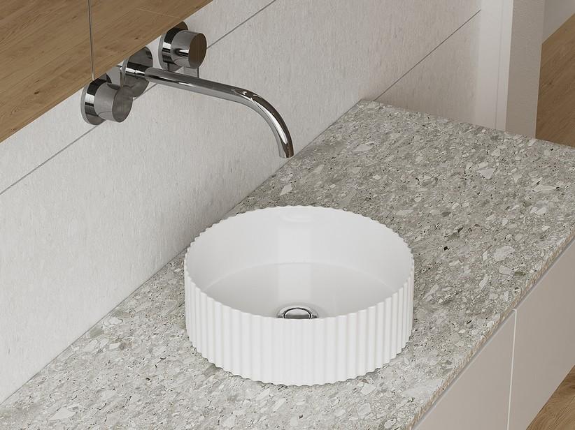 Aufsatzwaschbecken Tevere Ø40,5xH12 cm aus Keramik Weiß glänzend | IperCeramica