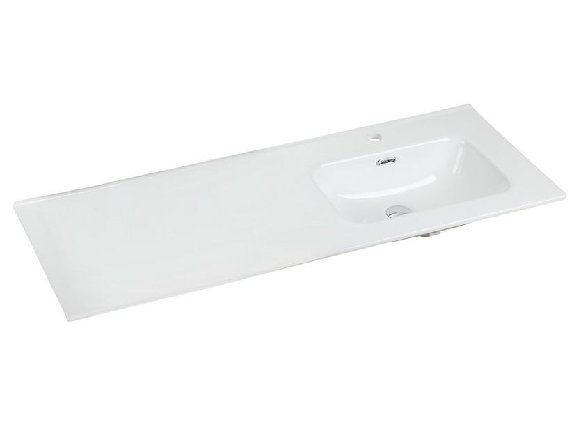 Waschbecken Unitop AVIVO 121x46 cm, rechte Wanne aus glänzender weißer Keramik | IperCeramica