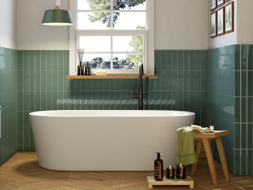 Wandfliese Mahjong Forest 3D Lux 6x24,6 Einbrand Grün glänzend | IperCeramica