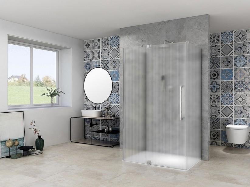 Duschkabine Mantra 3-seitig 90x90 H200 Wellglas 8mm Dichtungsprofile Chrom | IperCeramica