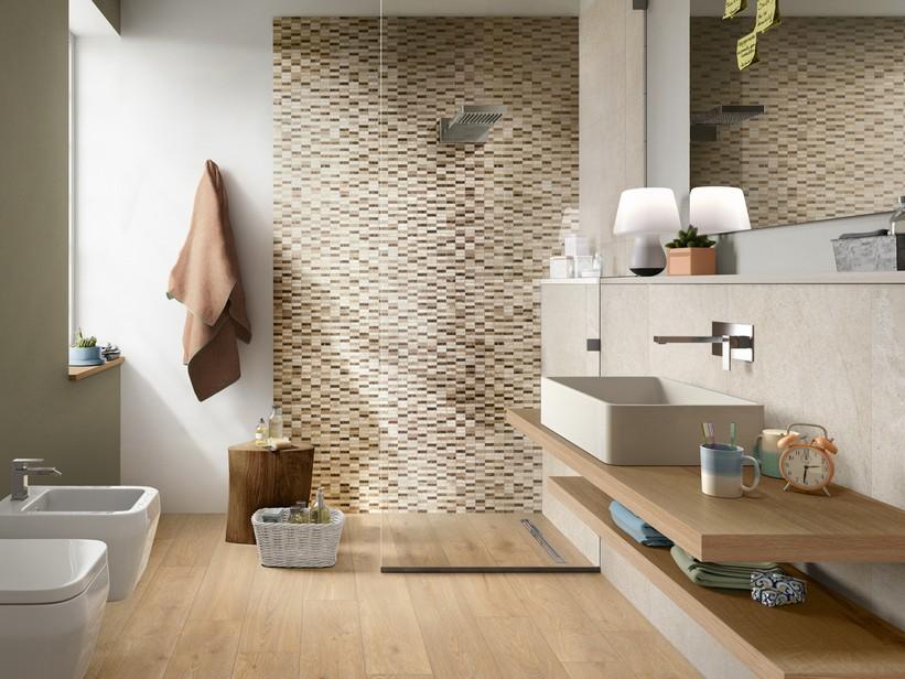 Mosaik aus Marmor Mini Teseo Emperador 30,5x30,5 Beige-Braun | IperCeramica