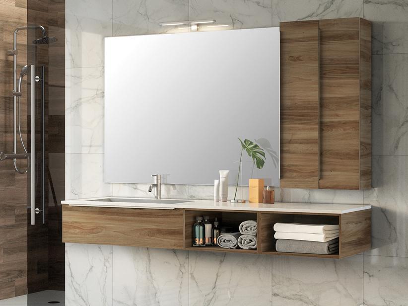BADMÖBEL TRENDY 190 CM 1 SCHUBLADE, WASCHBECKEN LINKS HIDE WEISS GLÄNZEND | IperCeramica