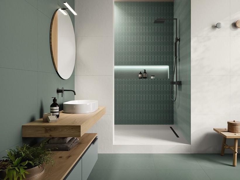 Fliese Mykonos Verde 60x60 Feinsteinzeug Harzoptik Salbeigrün | IperCeramica
