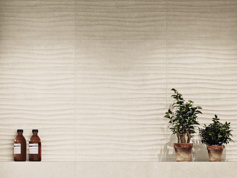 Wandfliese Mystone Wave Sand 25X75 Wellenfläche 3D Beige | IperCeramica