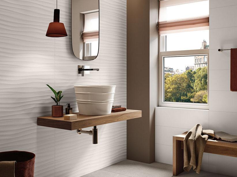 Wandfliese Mywhite Wave Zweite Wahl 25X75 Wellenfläche 3D Weiss | IperCeramica