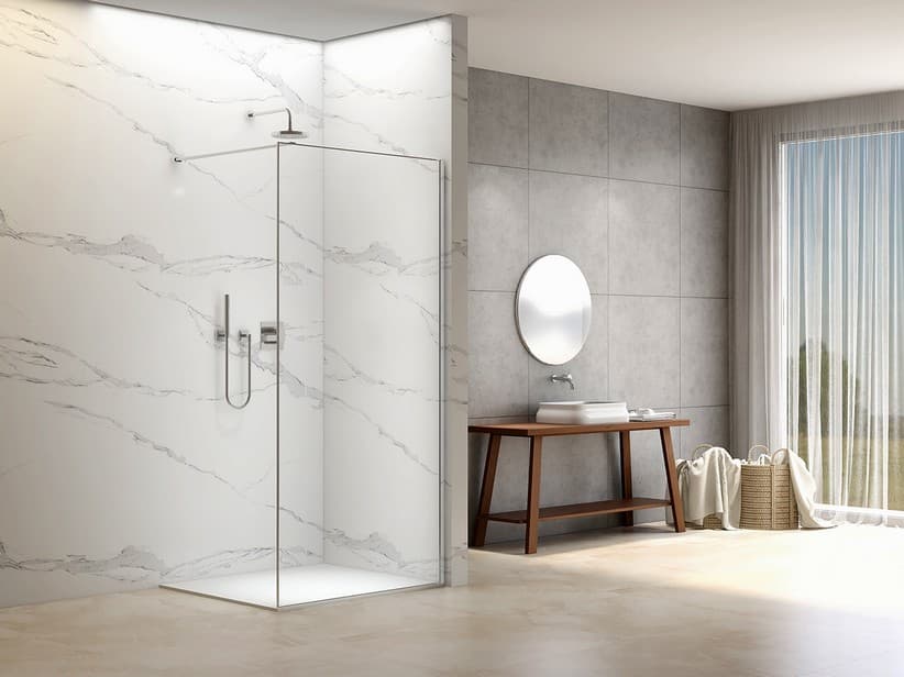 Walk-In-Dusche Namaste' 140 cm H200 Erw 138/140 Kristallglas 8 mm Transparent und Profil Chrom | IperCeramica