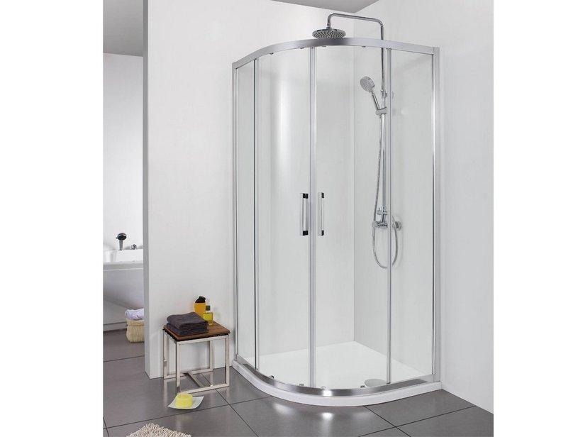 ECKDUSCHKABINE NEPTUM 80x80 H190 cm SCHIEBETÜREN GLASSTÄRKE 6 mm TRANSPARENT CHROM | IperCeramica