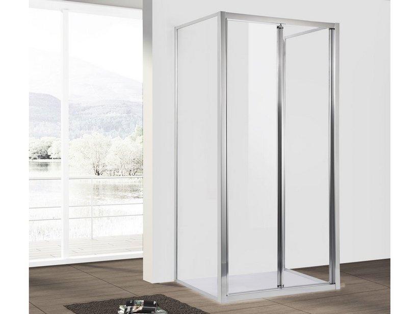 DUSCHKABINE NEPTUM 80x100x80 H190 Erw 97/101 - 78/80 cm FALTTÜR MIT 2 SEITENWÄNDEN GLASSTÄRKE 5 mm TRANSPARENT CHROM | IperCeramica