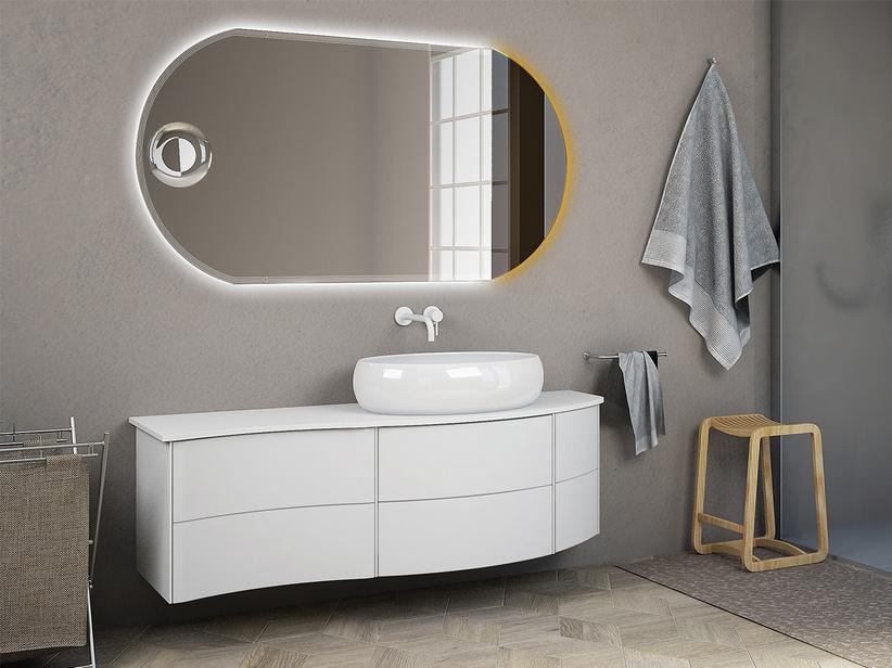 Badmöbel Olas 152 rechts Unterteil und Platte Weiß Matt | IperCeramica