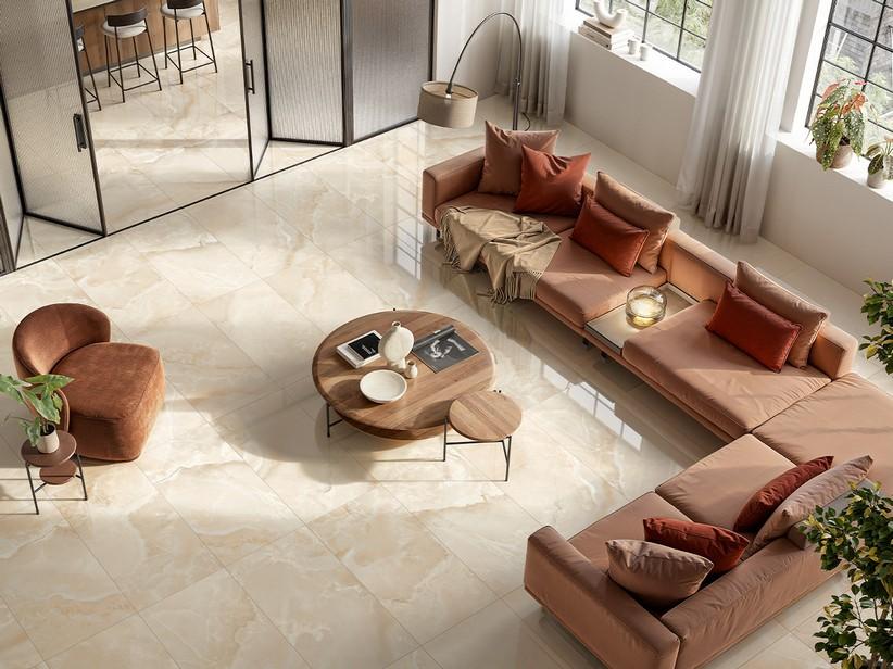 Fliese Onyx Beige poliert glänzend 60x120 Feinsteinzeug Onyxoptik Beige | IperCeramica