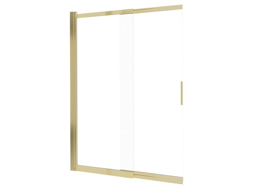 Badewannenwand Prizma mit Schiebetür cm 100 H140 Erw. 58,7-98,1 Glasstärke 6 mm Transparent Profile Gold gebürstet | IperCeramica