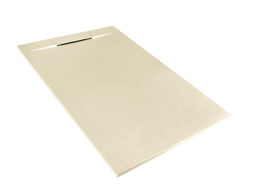 Duschwanne Matic 80x120 cm Harz mit gehämmerter Steinoptik Elfenbein | IperCeramica