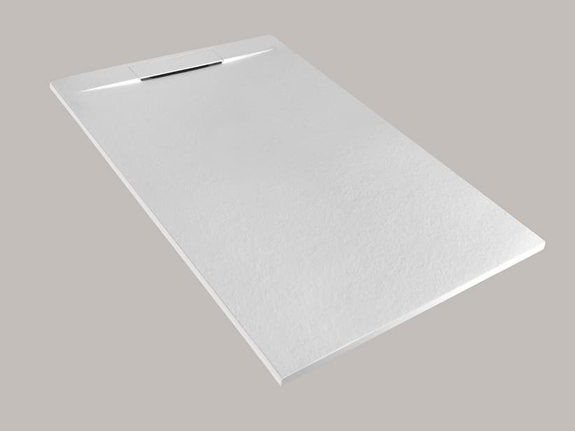 Duschwanne Matic 80x120 cm Harz mit gehämmerter Steinoptik Weiß | IperCeramica