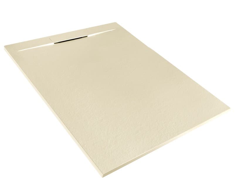 Duschwanne Matic 90x120 cm Harz mit gehämmerter Steinoptik Elfenbein | IperCeramica