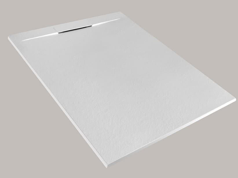 Duschwanne Matic 90x120 cm Harz mit gehämmerter Steinoptik Weiß | IperCeramica