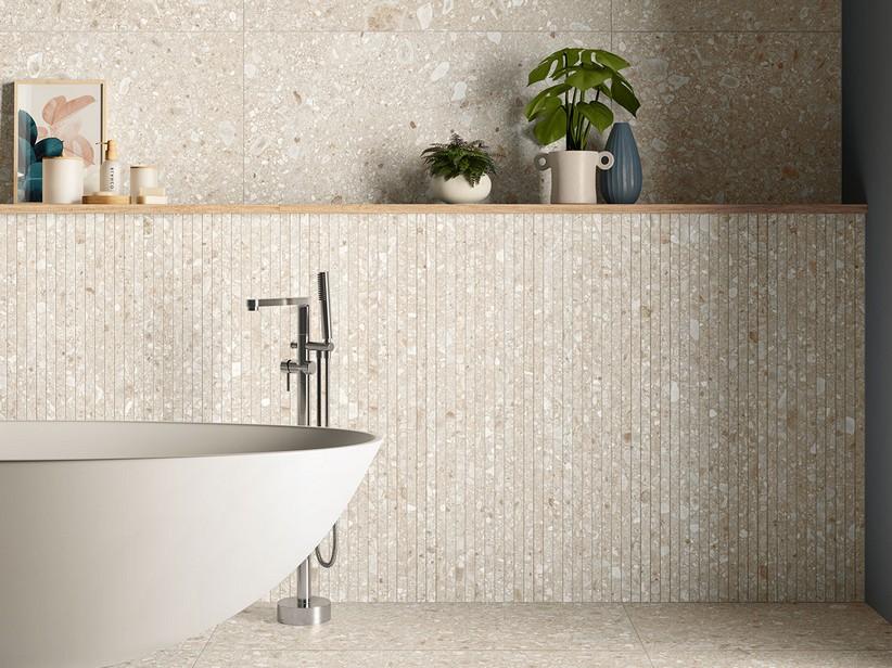 Mosaik Pietra d'Iseo Weiß 20x120 Feinsteinzeug Steinoptik Ceppo di Grè | IperCeramica
