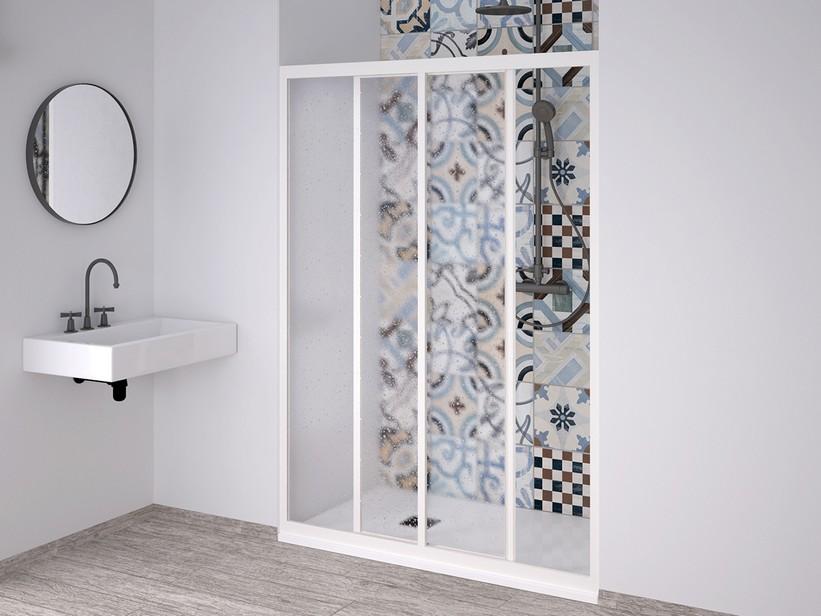 Duschschiebetür Skill reduzierbar 120-110 cm H190,2 Acryl halbtransparent Nasseffekt Weiß Pastell | IperCeramica
